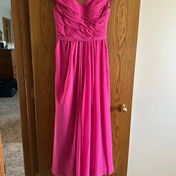 Azazie Audrianna Fuchsia Off-Shoulder Dress - Picture 7 of 11